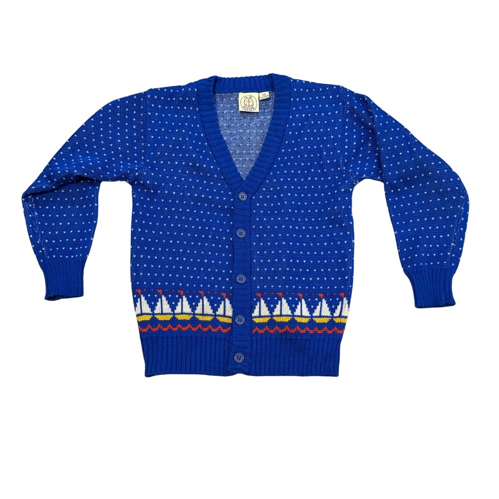 VINTAGE 90s Jg Hook Child’s Sailboat Cardigan- M